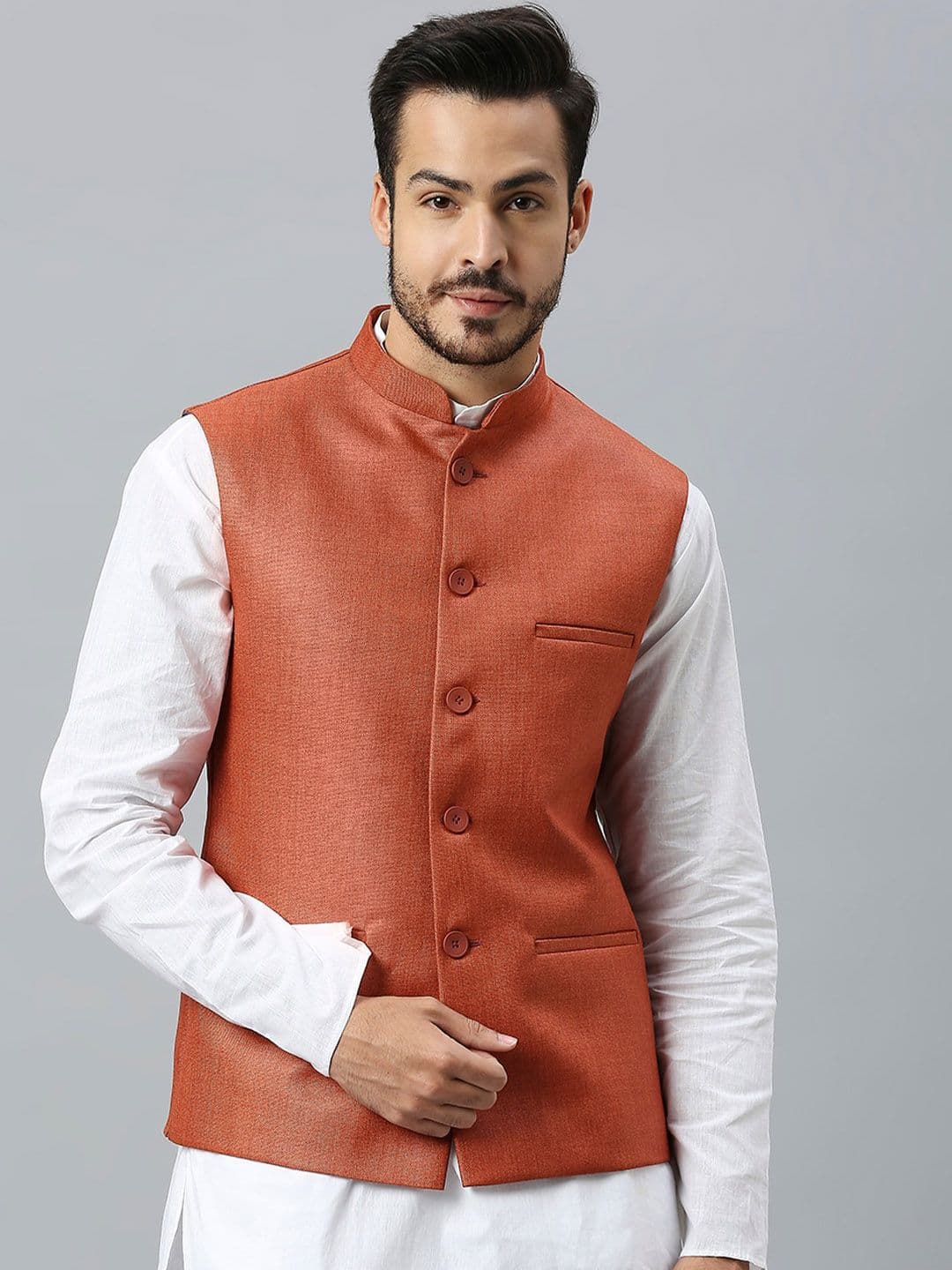 ESSAS club Jute Cotton Nehru Jacket - view 1