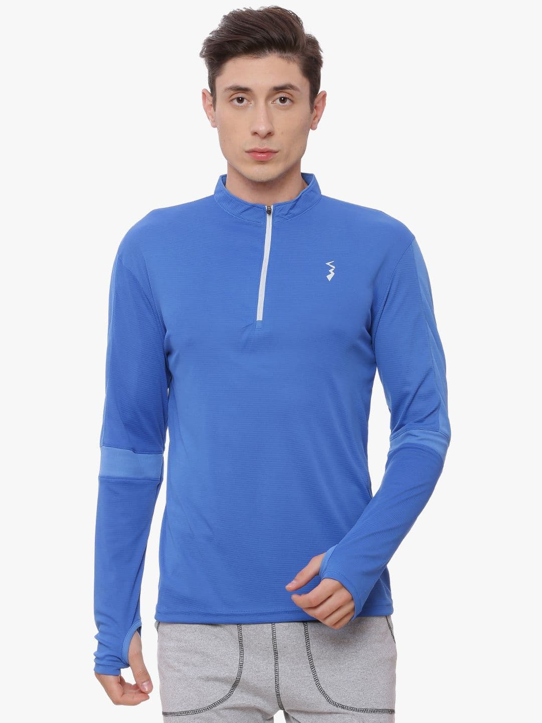 CAHOOT Men Blue Striped Mandarin Collar T-shirt - view 1