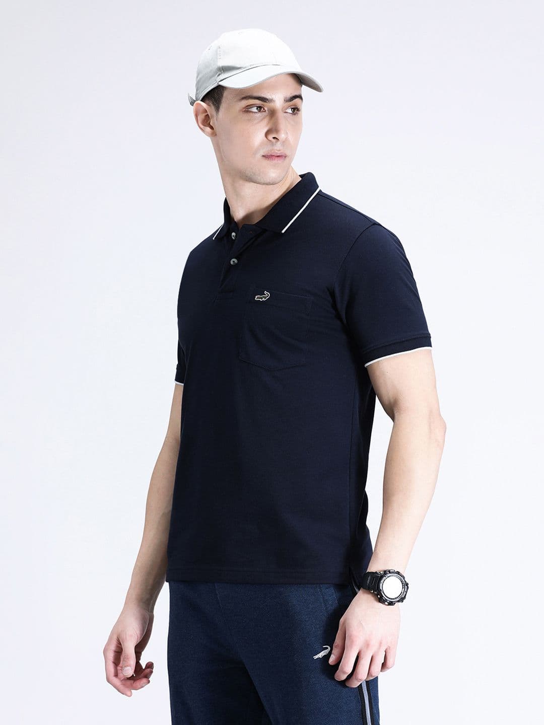 Crocodile Polo Collar Slim Fit Cotton T-shirt - view 1