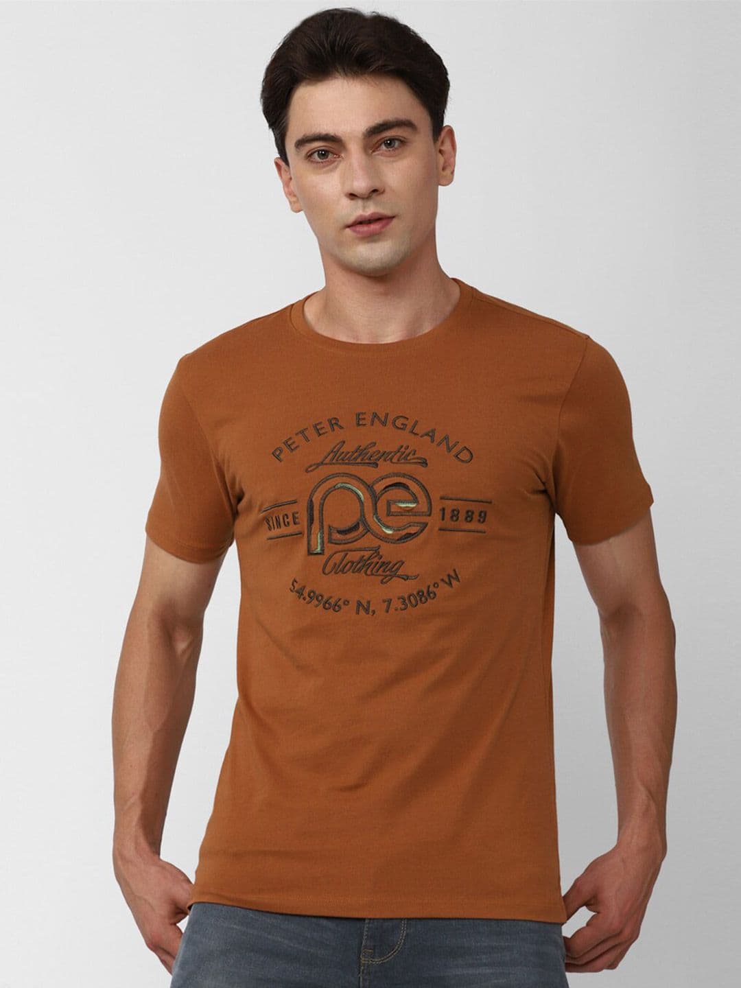 Peter England Casuals Typography Printed Slim Fit T-shirt - view 1