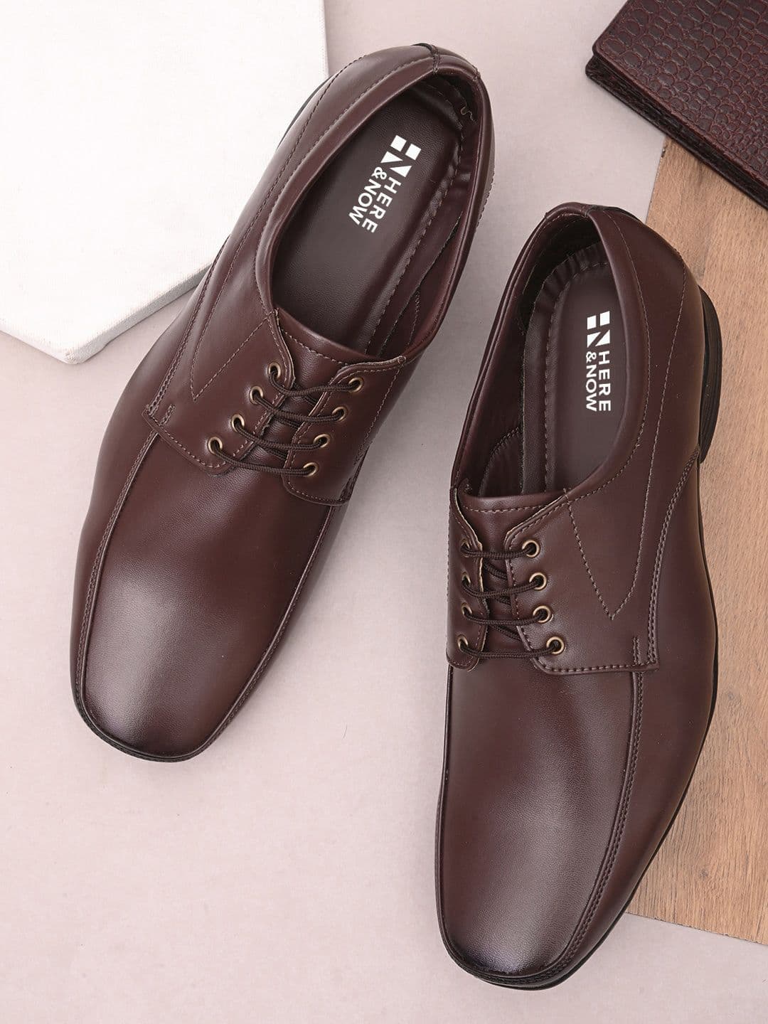 HERE&NOW Men Brown Lace-Up Formal Derbys - view 1