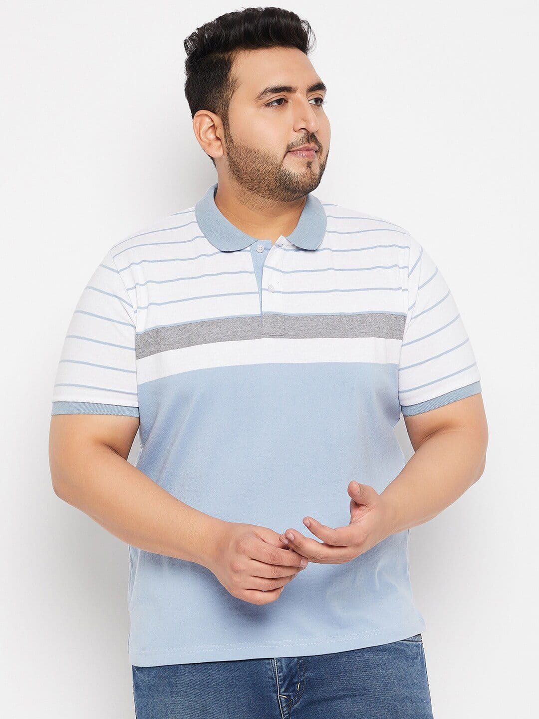 AUSTIVO Men Striped Polo Collar Cotton Casual T-shirt - view 1