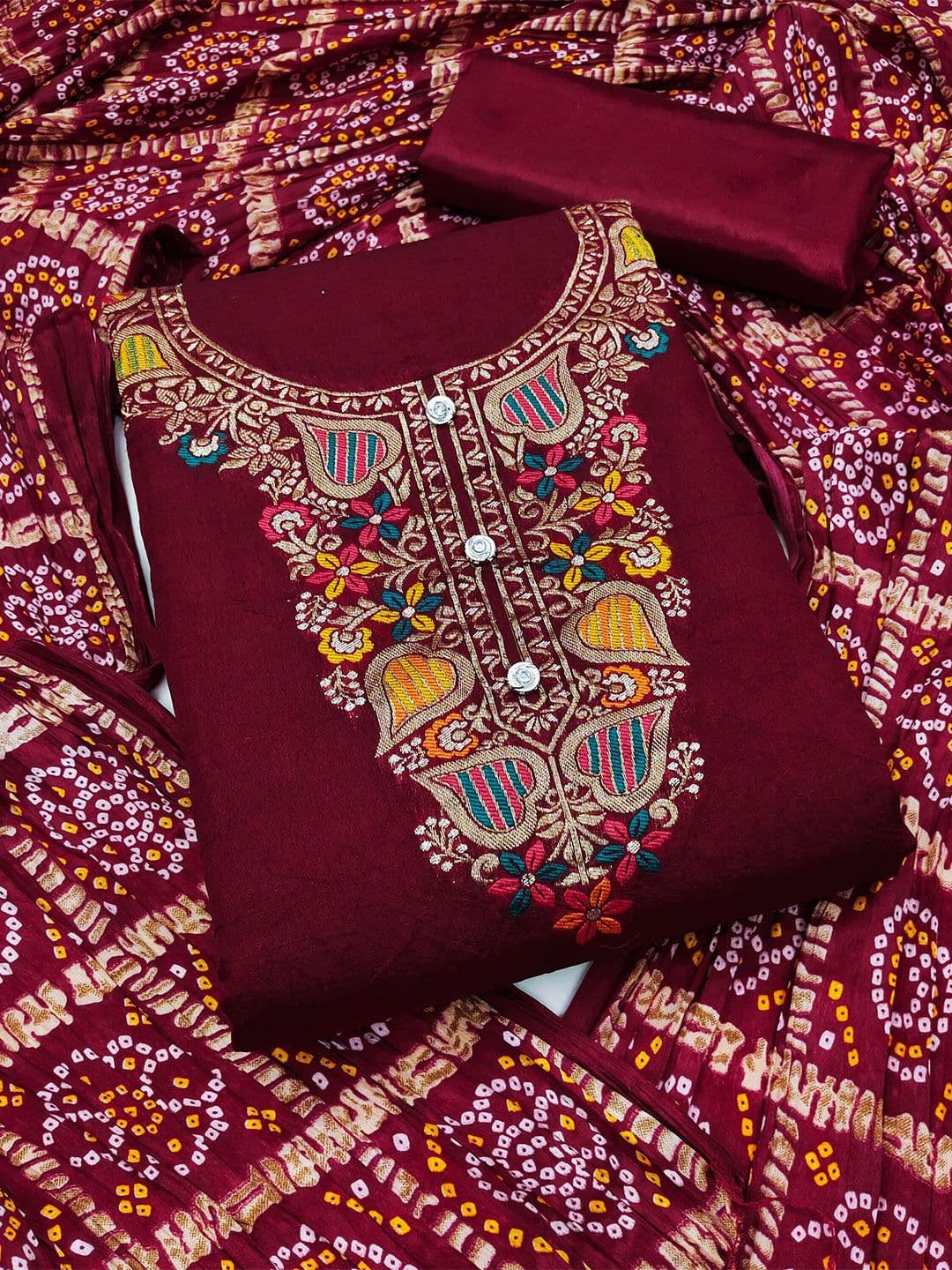 KALINI Ethnic Motif Printed Unstitched Dress Material - view 1