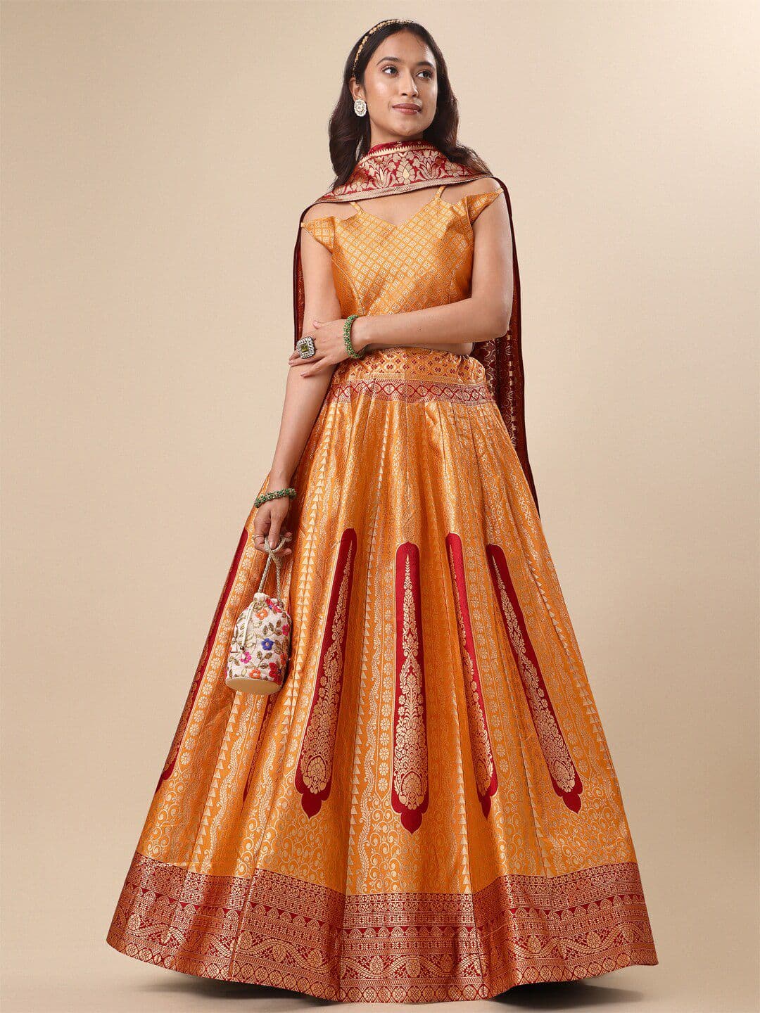 PURVAJA Ready to Wear Lehenga & Unstitched Blouse With Dupatta - view 1