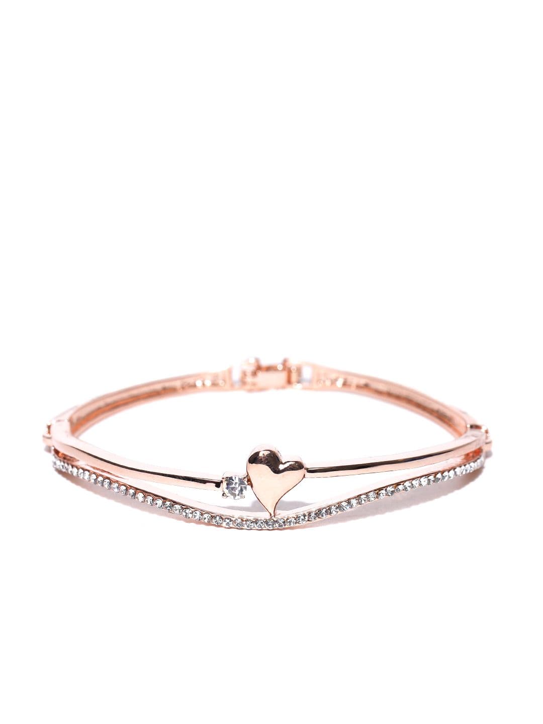 Jewels Galaxy Rose Gold-Plated Handcrafted Stone-Studded Bracelet - view 1
