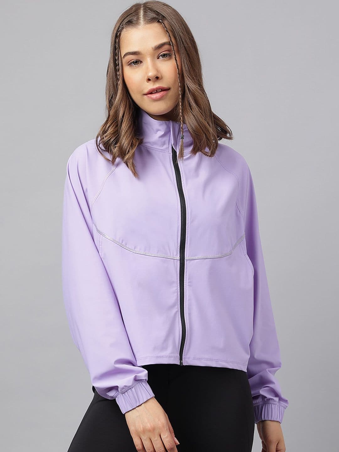 Fitkin Lightweight Mock Collar Reflective Detail Anti Odour Sporty Jacket - view 1