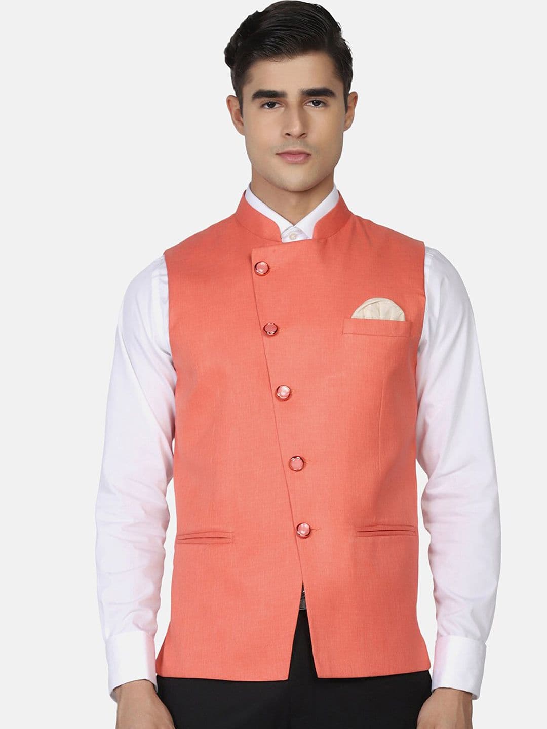 TAHVO Mandarin Mollar Satin Nehru Jackets - view 1