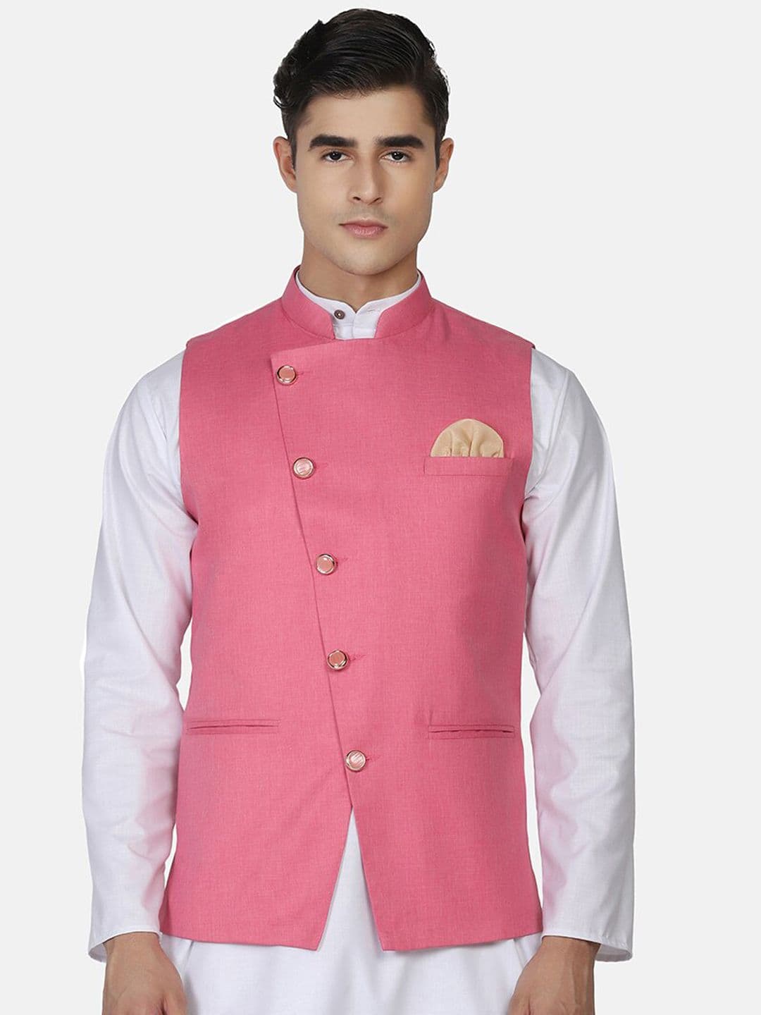 TAHVO Mandarin Mollar Satin Nehru Jackets - view 1