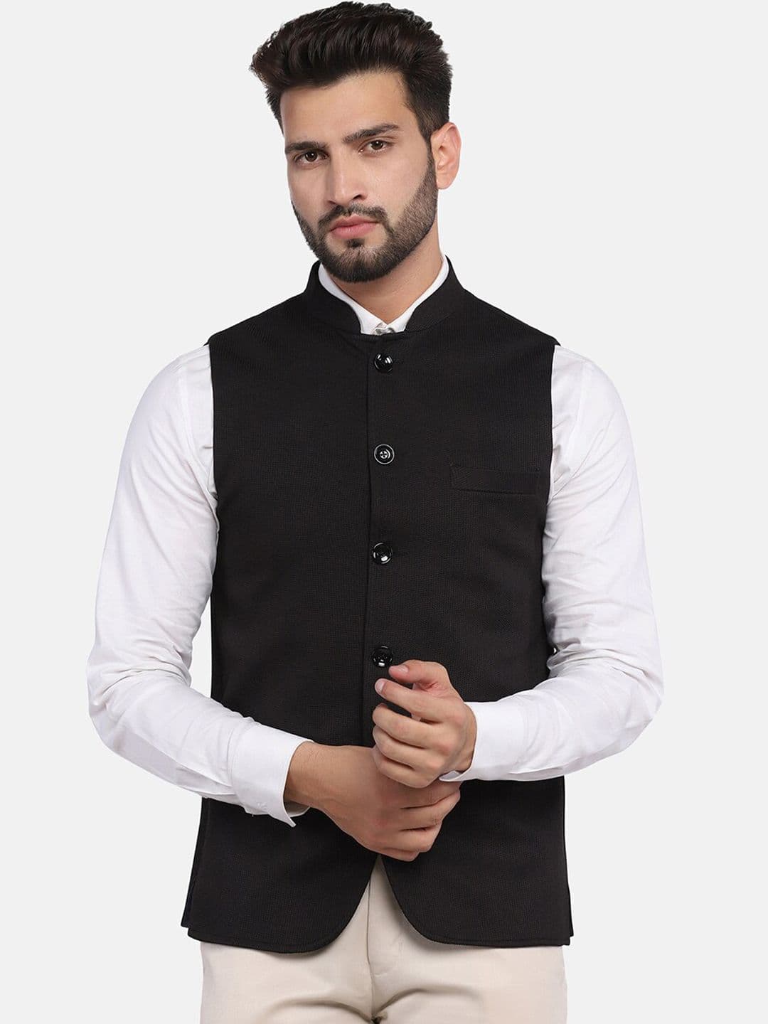 TAHVO Mandarin Mollar Satin Nehru Jackets - view 1