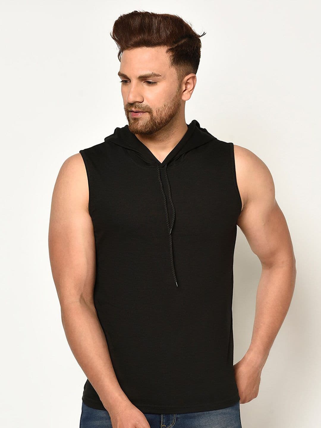 GLITO Hooded Sleeveless Cotton T-shirt - view 1