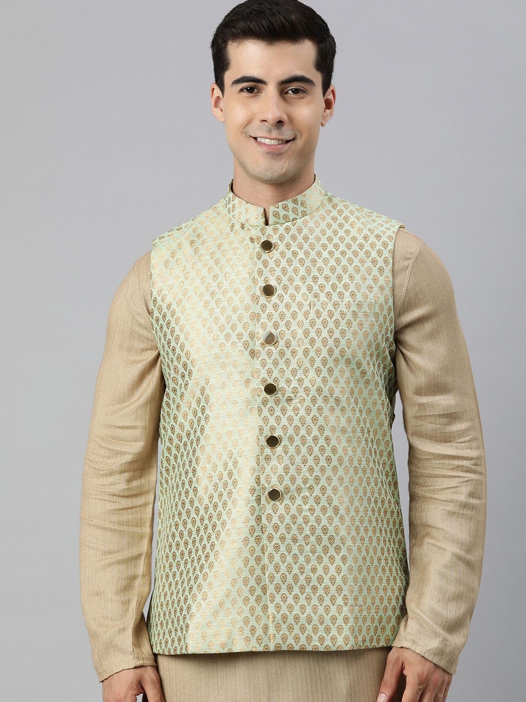 Manthan Men Woven Design Nehru Jacket - view 1