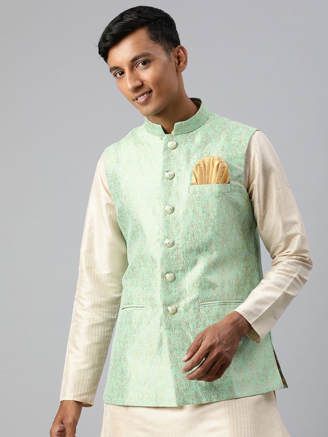 Manthan Men Woven Design Nehru Jacket - view 1