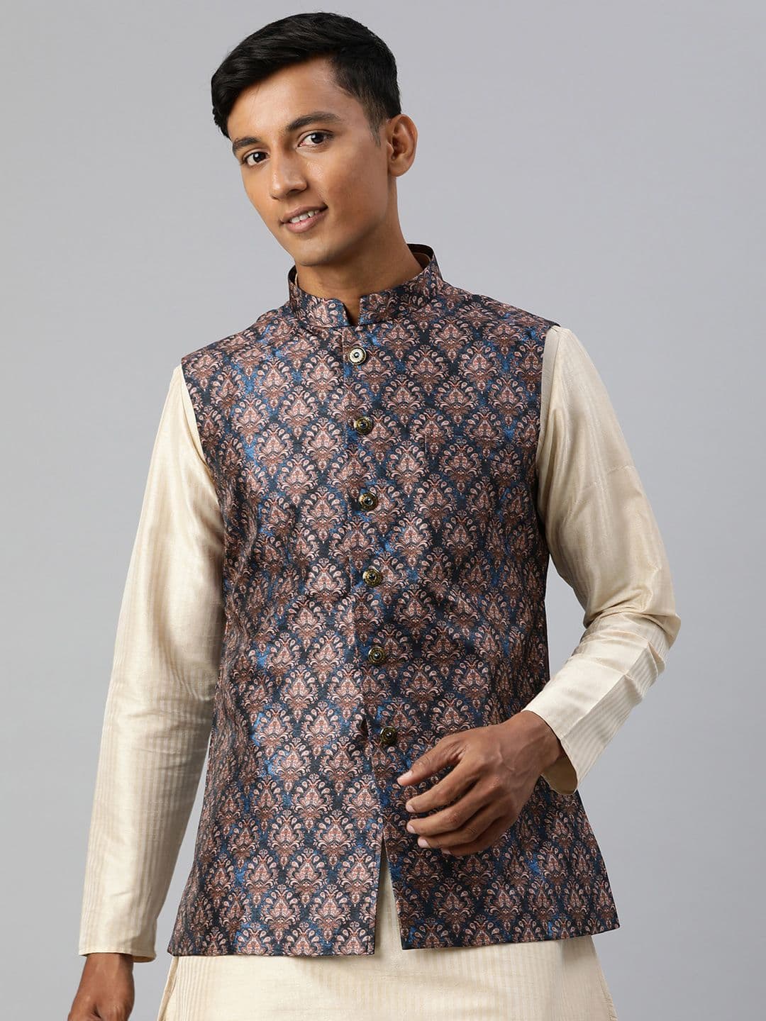 Manthan Men Woven Design Nehru Jacket - view 1