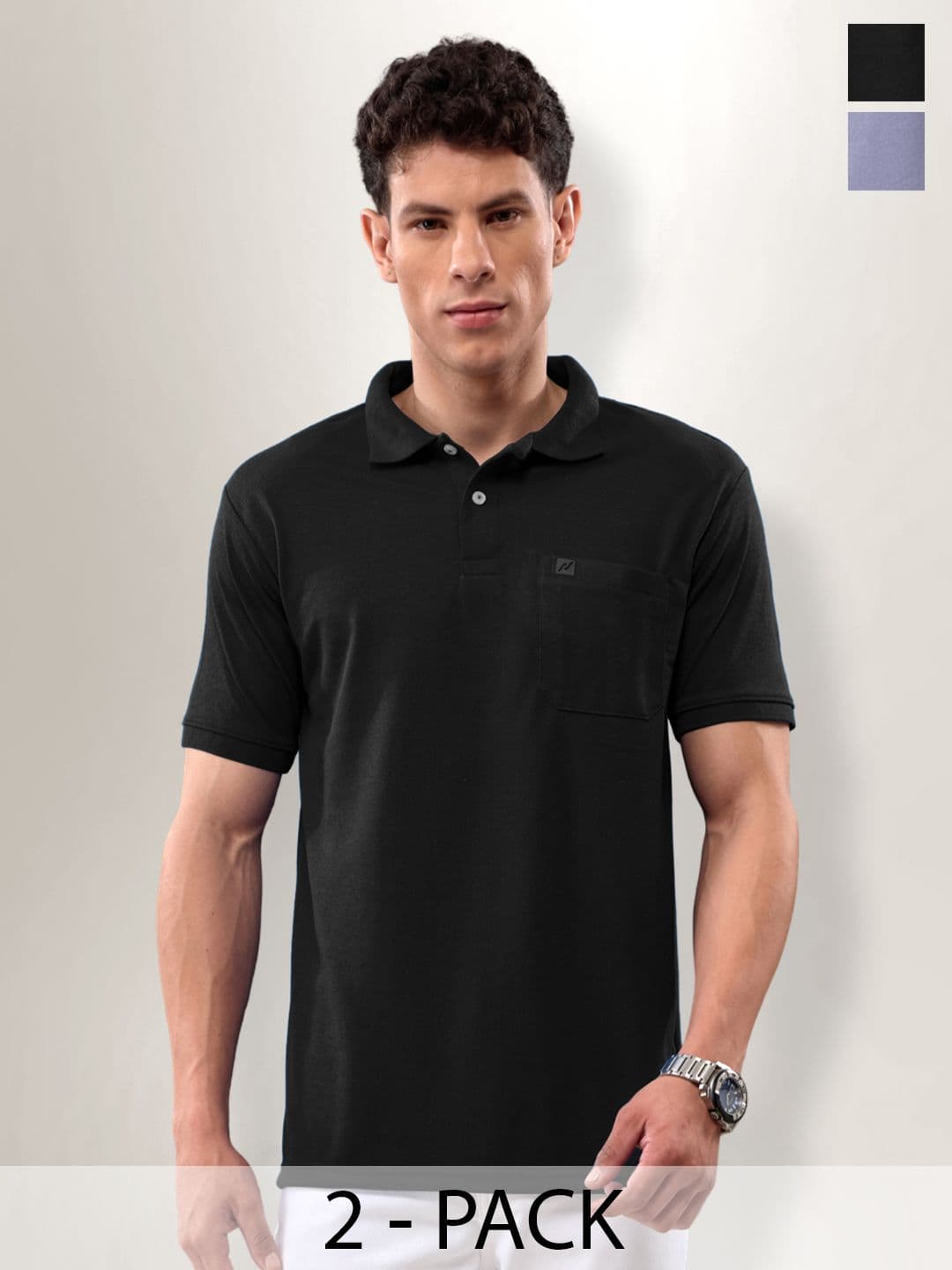 LUX NITRO Pack Of 2 Polo Collar Anti Odour Cotton Blend Sports T-shirt - view 1