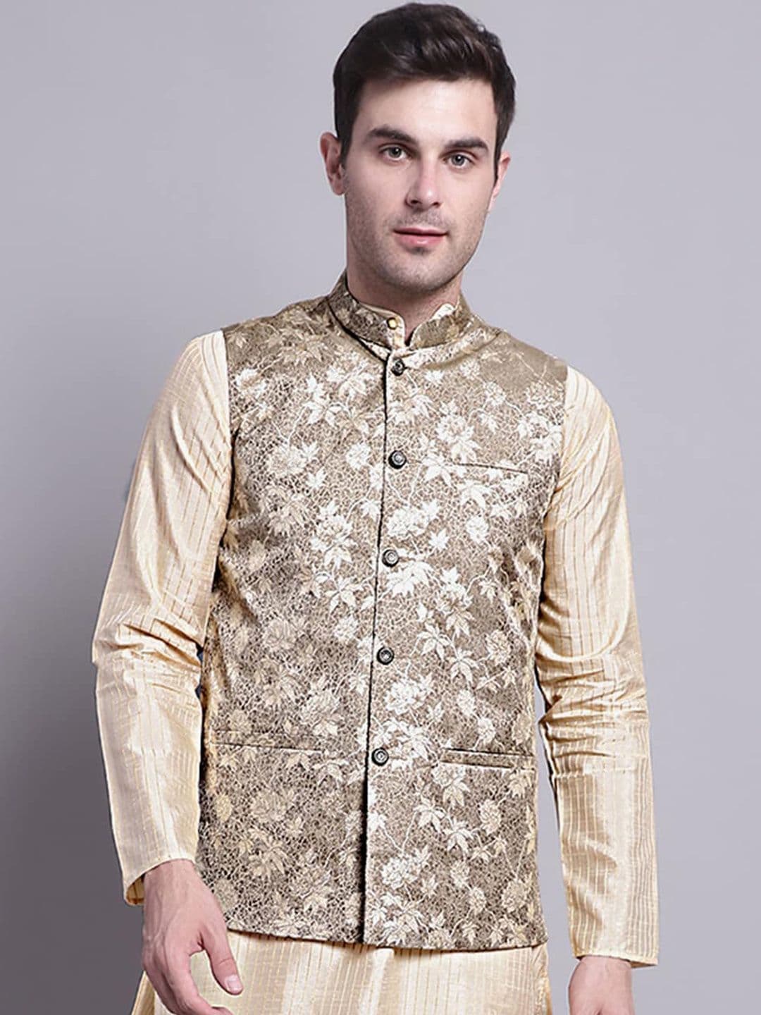 Jompers Woven-Design Ethnic Motifs Nehru Jackets - view 1