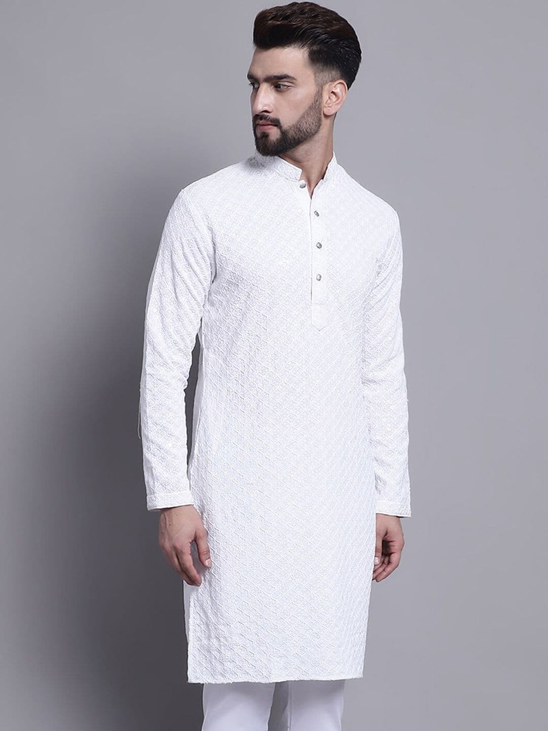 SOJANYA Mandarin Collar Chikankari Embroidered Pure Cotton Republic Day Republic Day Kurta - view 1