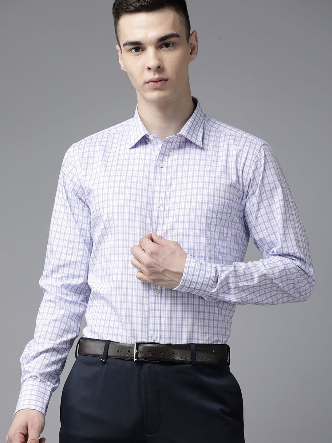 Park Avenue Slim Fit Pure Cotton Checked Formal Shirt - view 1
