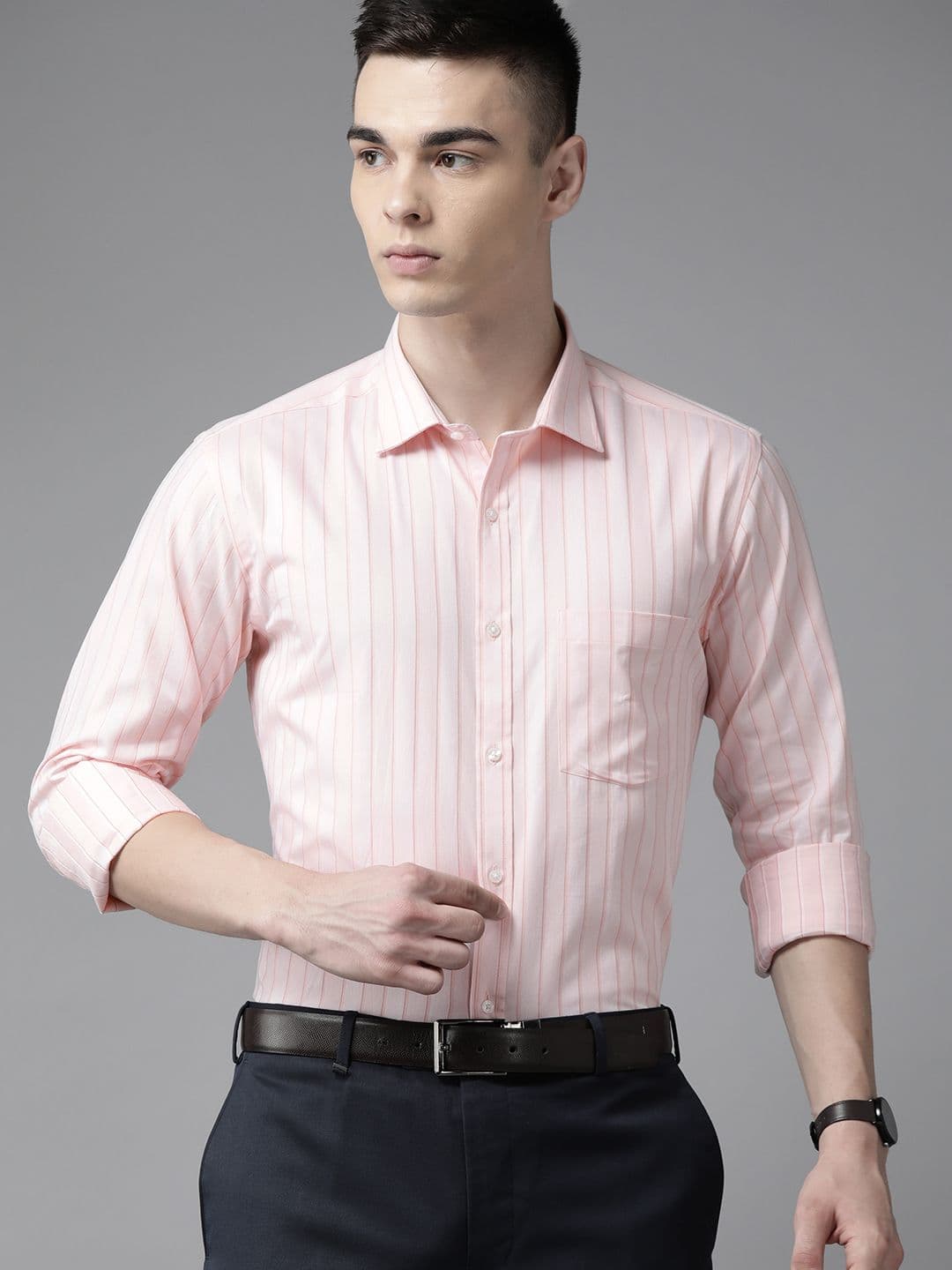 Park Avenue Men Slim Fit Pure Cotton Striped Formal Shirt - view 1