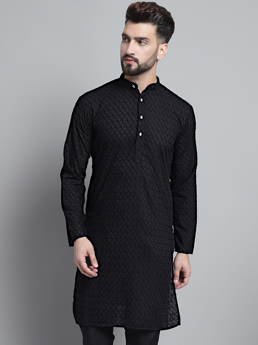 Jompers Geometric Embroidered Straight Pure Cotton Kurta - view 1