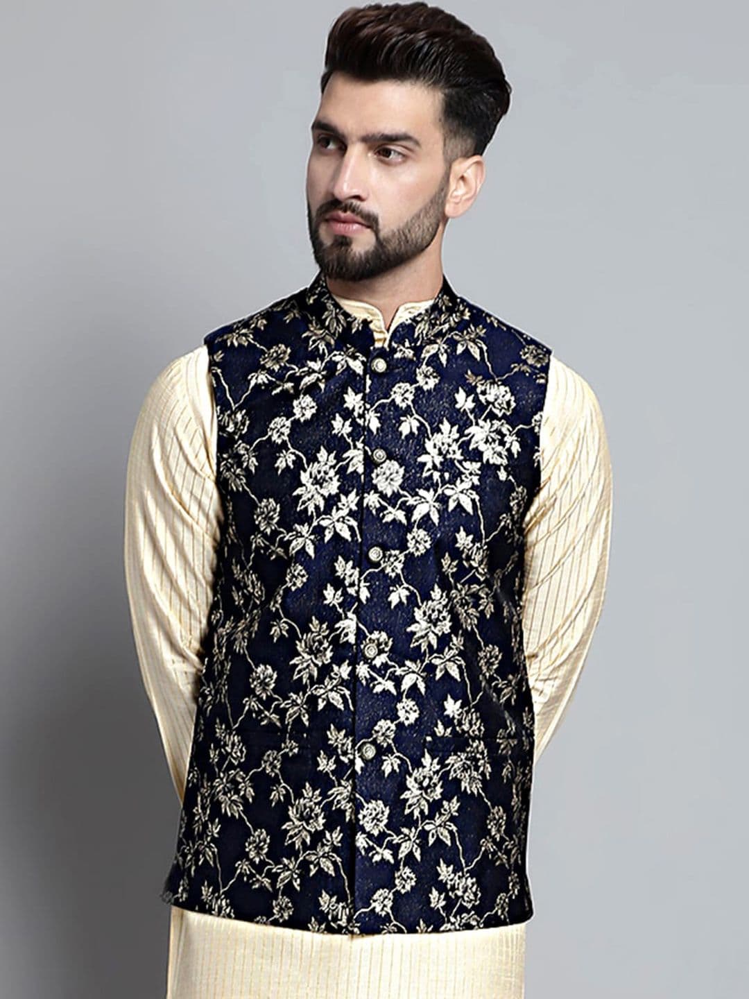 Jompers Woven Design Nehru Jacket - view 1