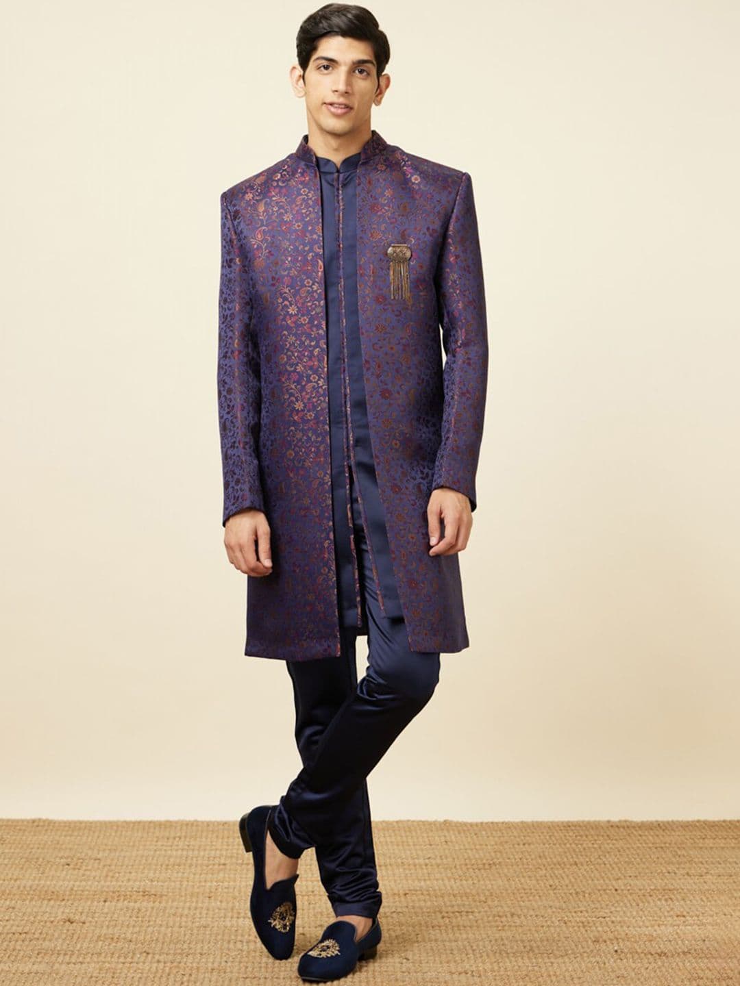 Manyavar Woven Design Sherwani & Trouser With Jacket - view 1