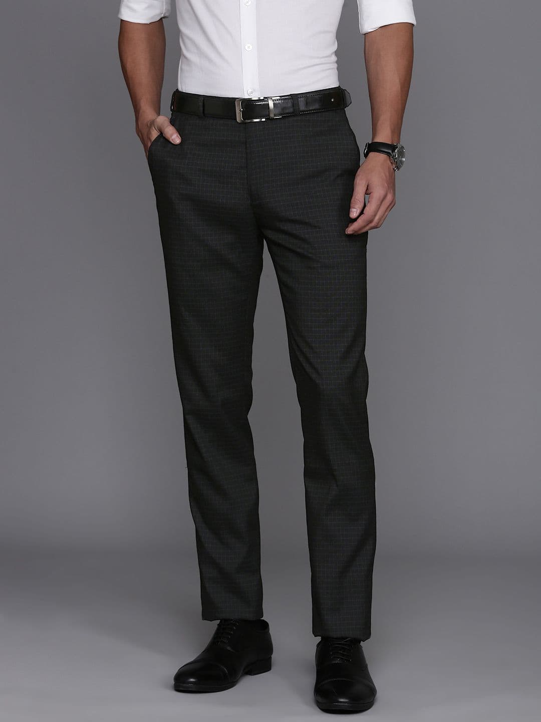 Raymond Men Slim Fit Checked Formal Trousers - view 1
