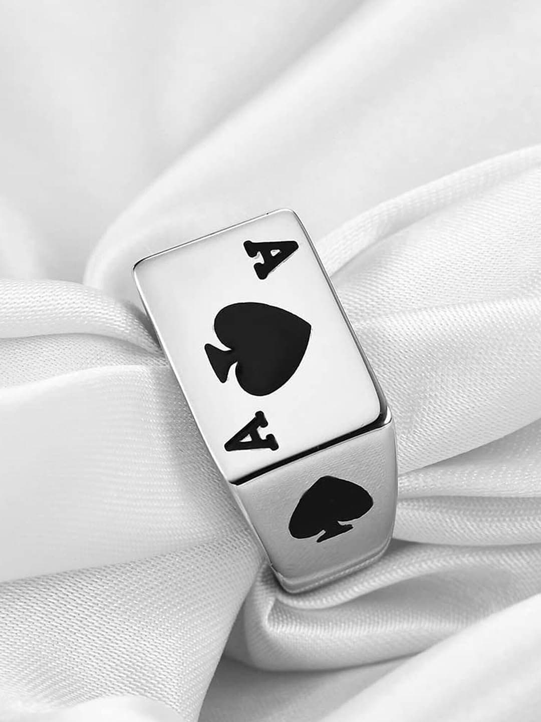 Fashion Frill Silver-Plated Poker Adjustable Finger Ring - view 1