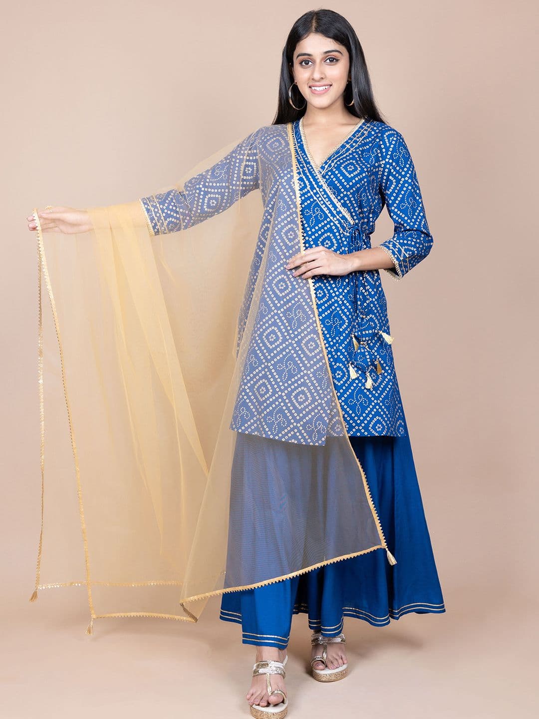 HERE&NOW Gold-Toned Gotta Patti Dupatta - view 1
