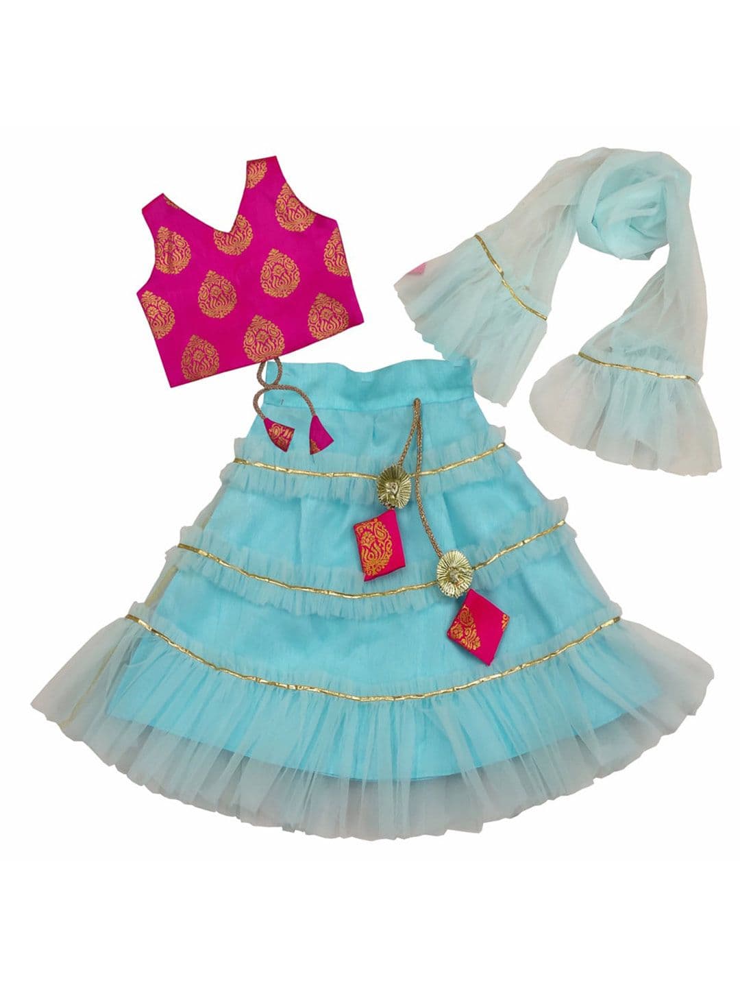 BAESD Girls V-Neck Ready to Wear Lehenga & Blouse With Dupatta - view 1