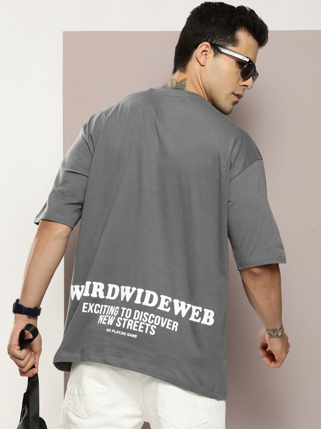 Kook N Keech Typography Printed Drop-Shoulder Sleeves Pure Cotton Oversized T-shirt - view 1