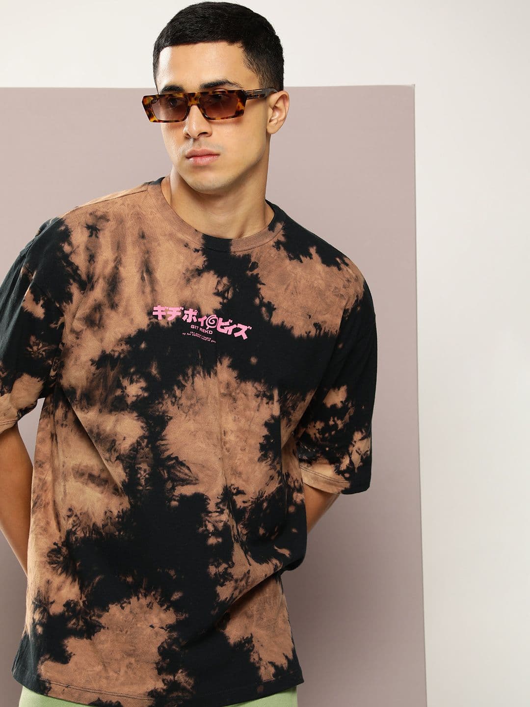 Kook N Keech Tie and Dye Drop-Shoulder Sleeves Pure Cotton Oversized T-shirt - view 1