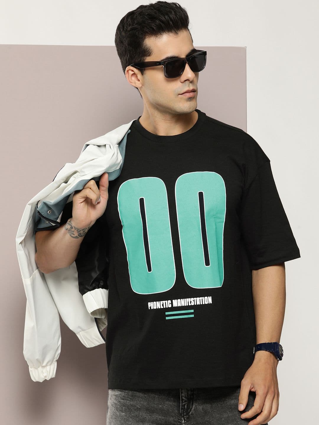 Kook N Keech Pure Cotton Typography Printed Drop-Shoulder Sleeves Oversized T-shirt - view 1