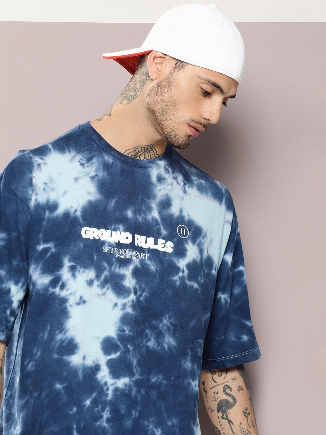 Kook N Keech Men Tie and Dye Drop-Shoulder Sleeves Oversized Pure Cotton T-shirt - view 1