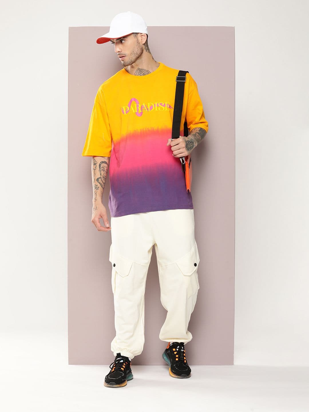 Kook N Keech Men Tie and Dye Drop-Shoulder Sleeves Oversized Pure Cotton T-shirt - view 1