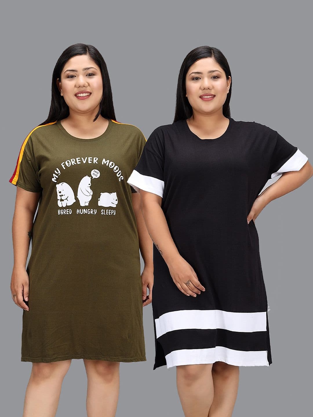 Christy World Christy Pack Of 2 Colourblocked Cotton Longline T-Shirt - view 1