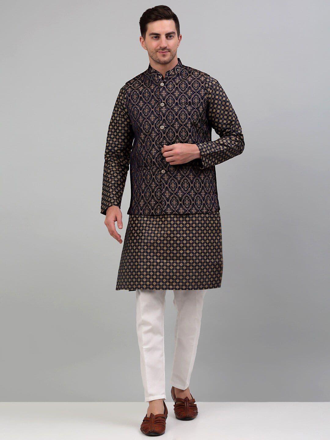 Jompers Woven Design Silk Cotton Nehru Jacket - view 1