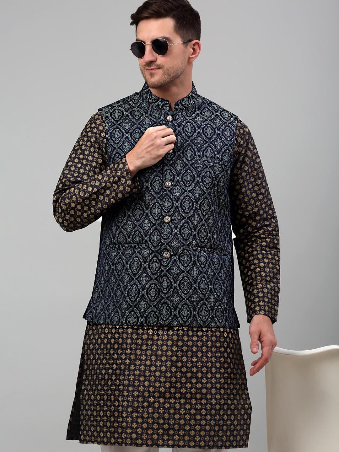 Jompers Ethnic Motifs Printed Silk Cotton Nehru Jackets - view 1