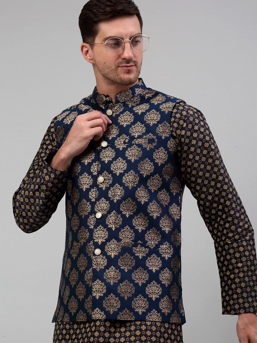 Jompers Ethnic Motifs Printed Silk Cotton Nehru Jackets - view 1