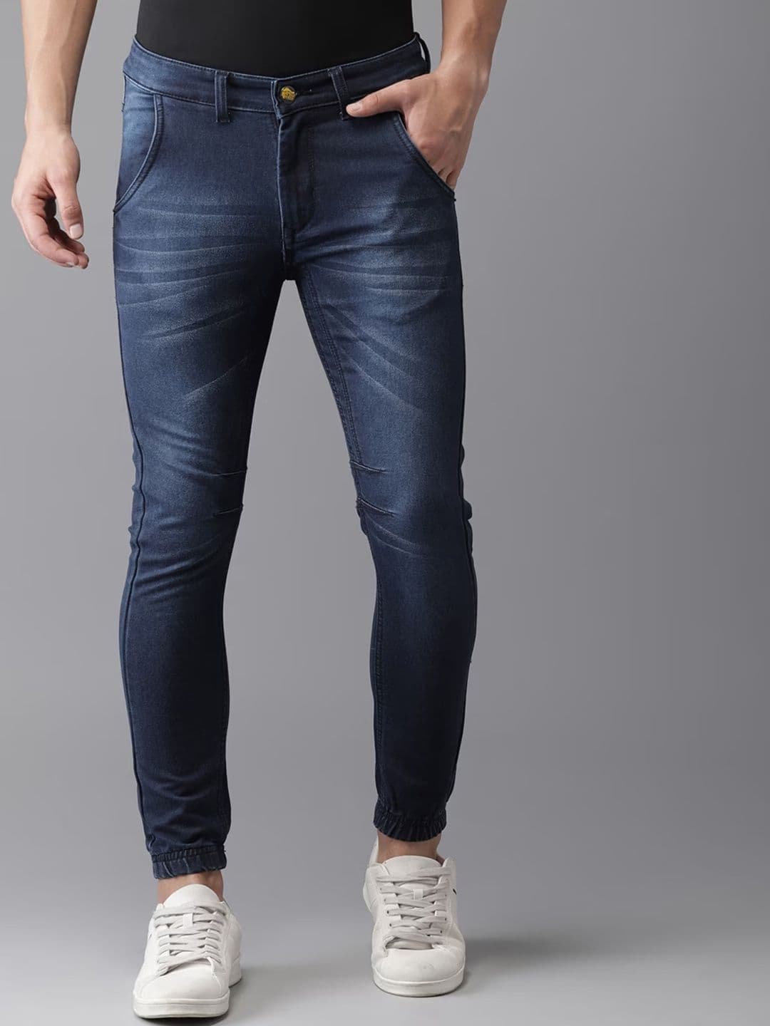 CAHOOT Men Navy Blue Smart Slim Fit Light Fade Clean Look Stretchable Cotton Jeans - view 1