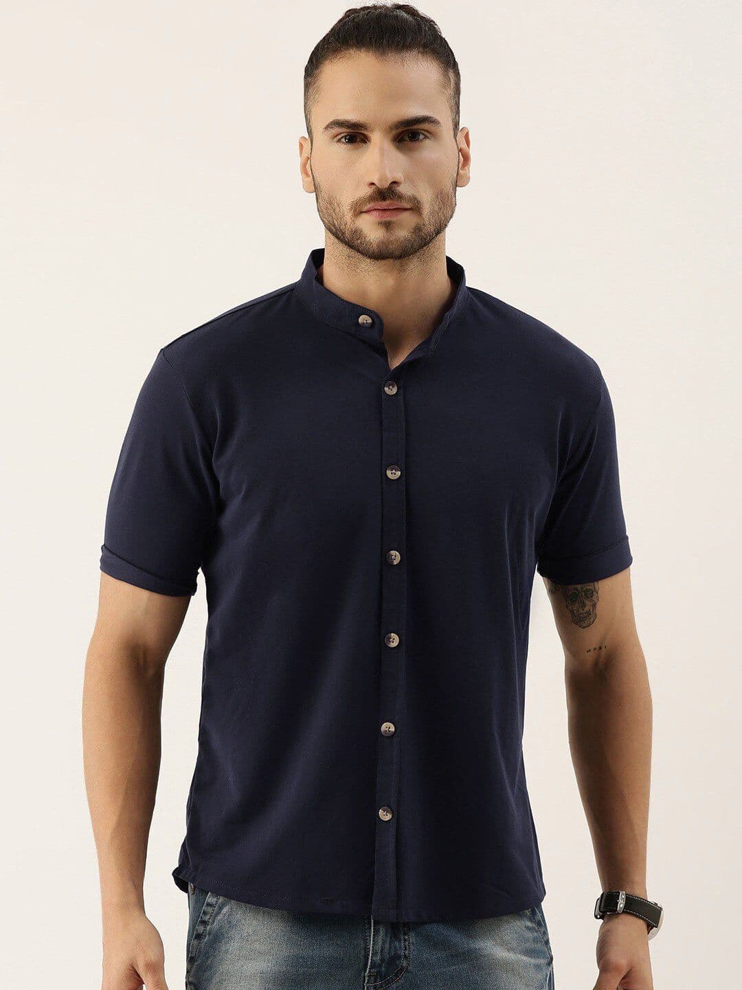 CAHOOT Navy Blue Classic Cotton Casual Shirt - view 1