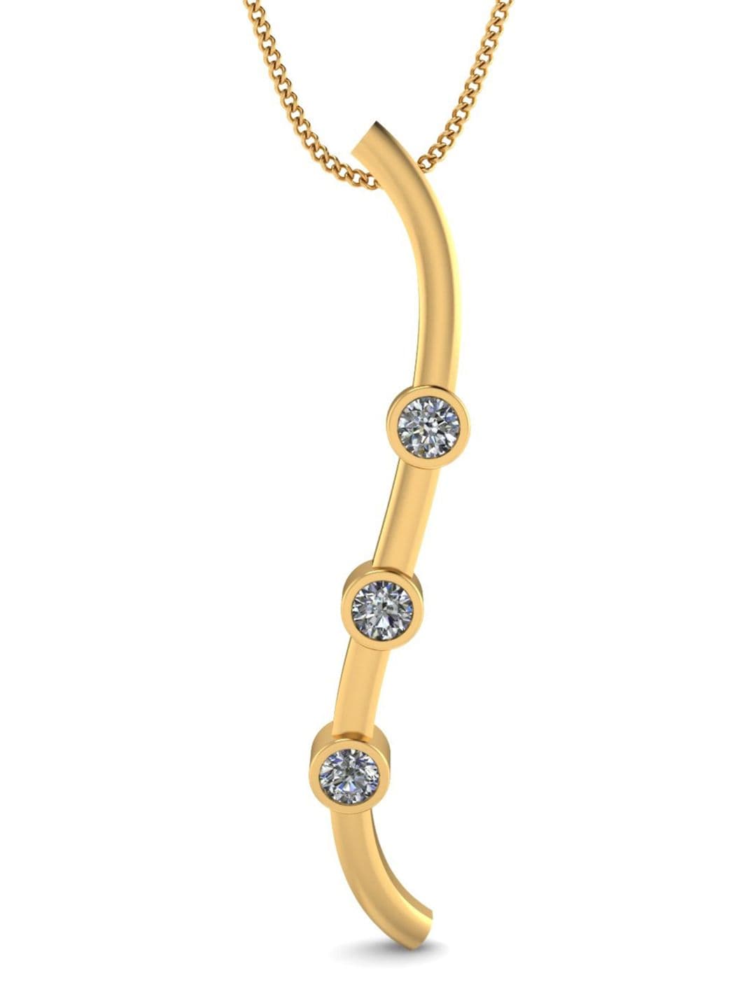 KUBERBOX 18KT Gold Diamond Studded Pendant- 0.42gm - view 1