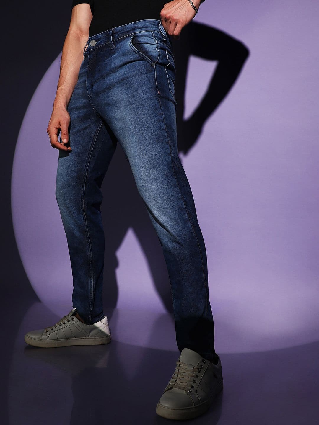 CAHOOT Men Blue Smart Clean Look Light Fade Cotton Jeans - view 1