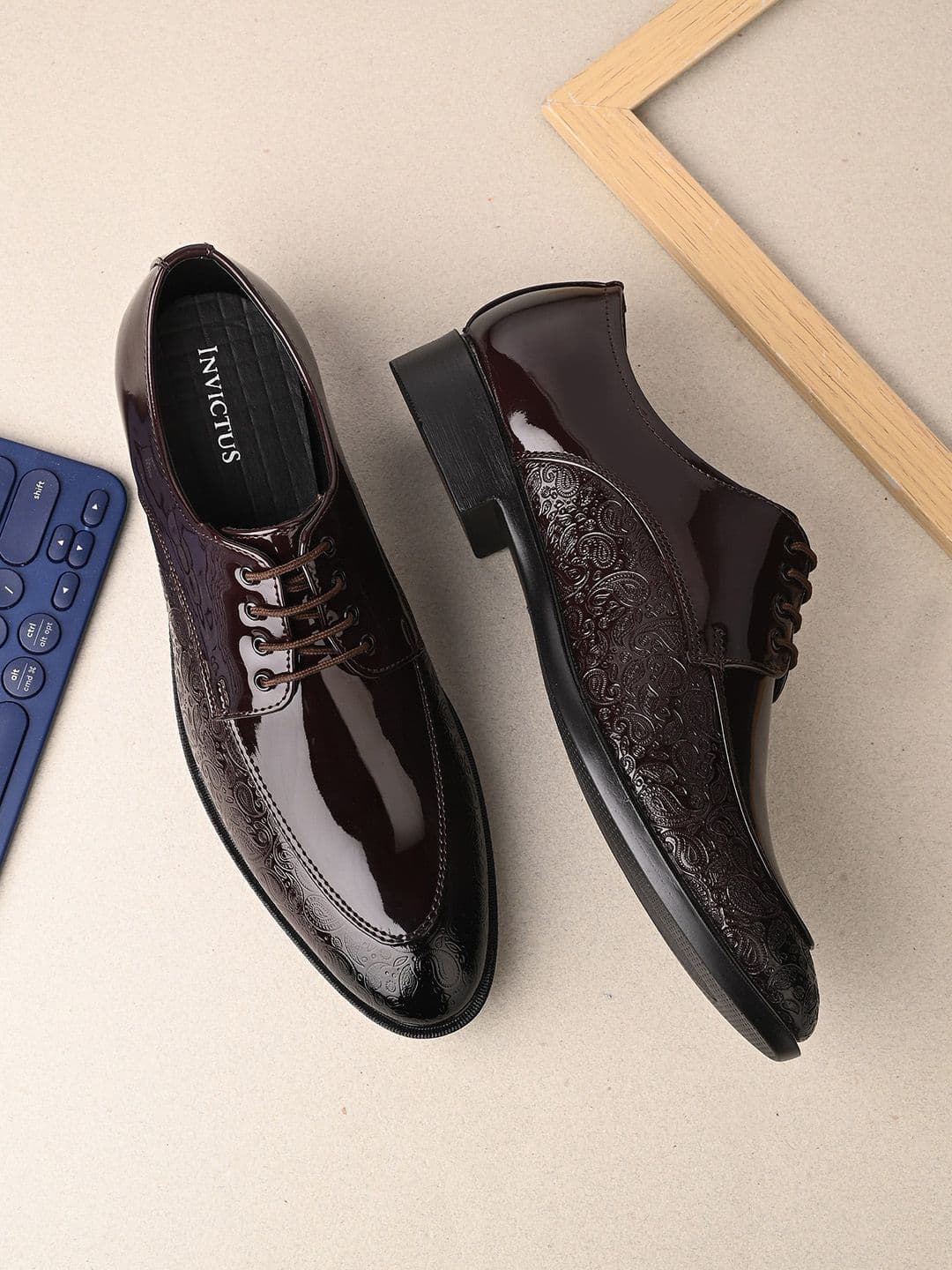 INVICTUS Men Textured Patent Leather Formal Derbys - view 1