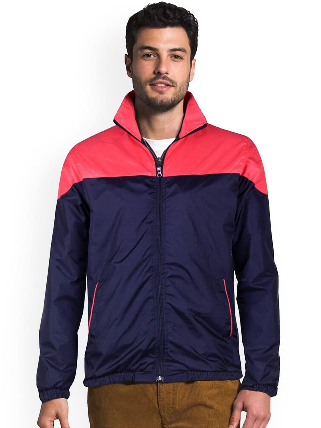 THE CLOWNFISH Men Colourblocked Mock Collar Activewear Sporty Jacket - view 1