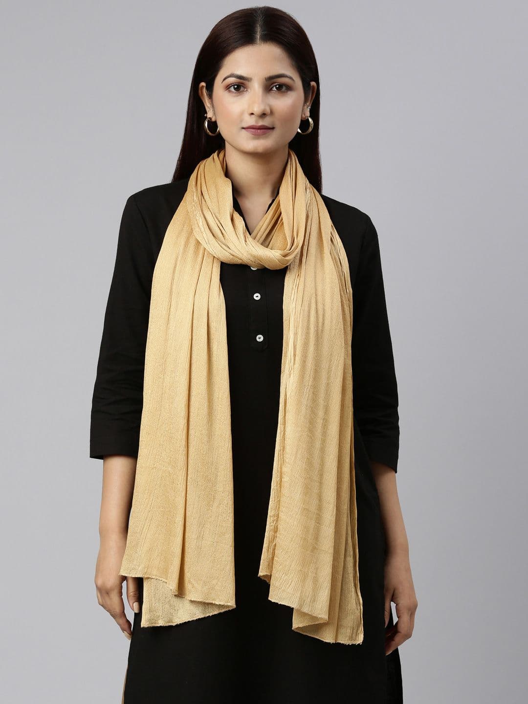 TWIN BIRDS Solid Lightweight Shimmer Dupatta - view 1