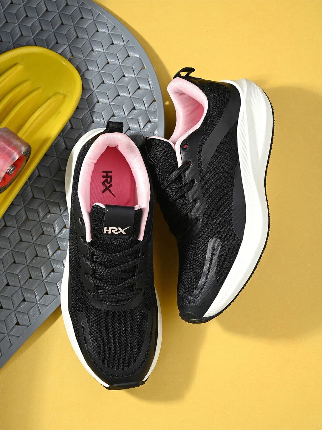 HRX by Hrithik Roshan Women Black & Pink Memory Foam Mesh Running Shoes - view 1