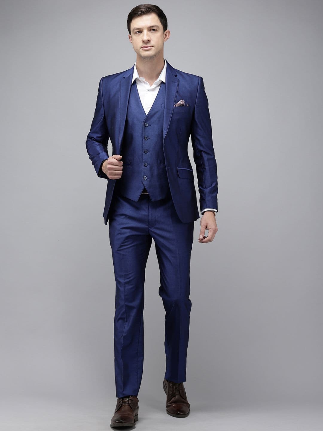Park Avenue Self Design Textured Single Breasted Super Slim Fit 3 Piece Party Suits - view 1