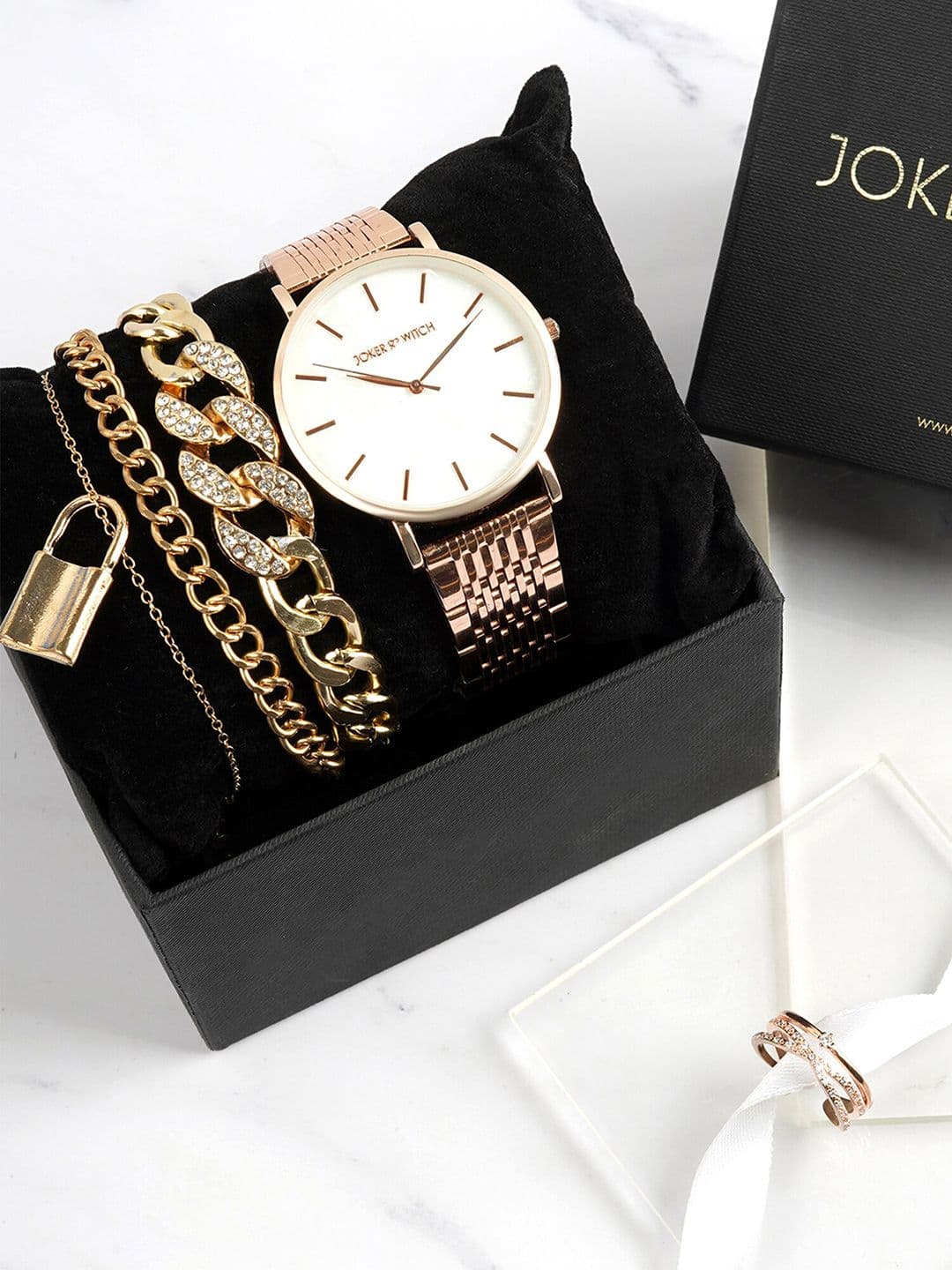 JOKER & WITCH Coral Haze Love Triangle Women Watch Gift Set JWLT531 - view 1