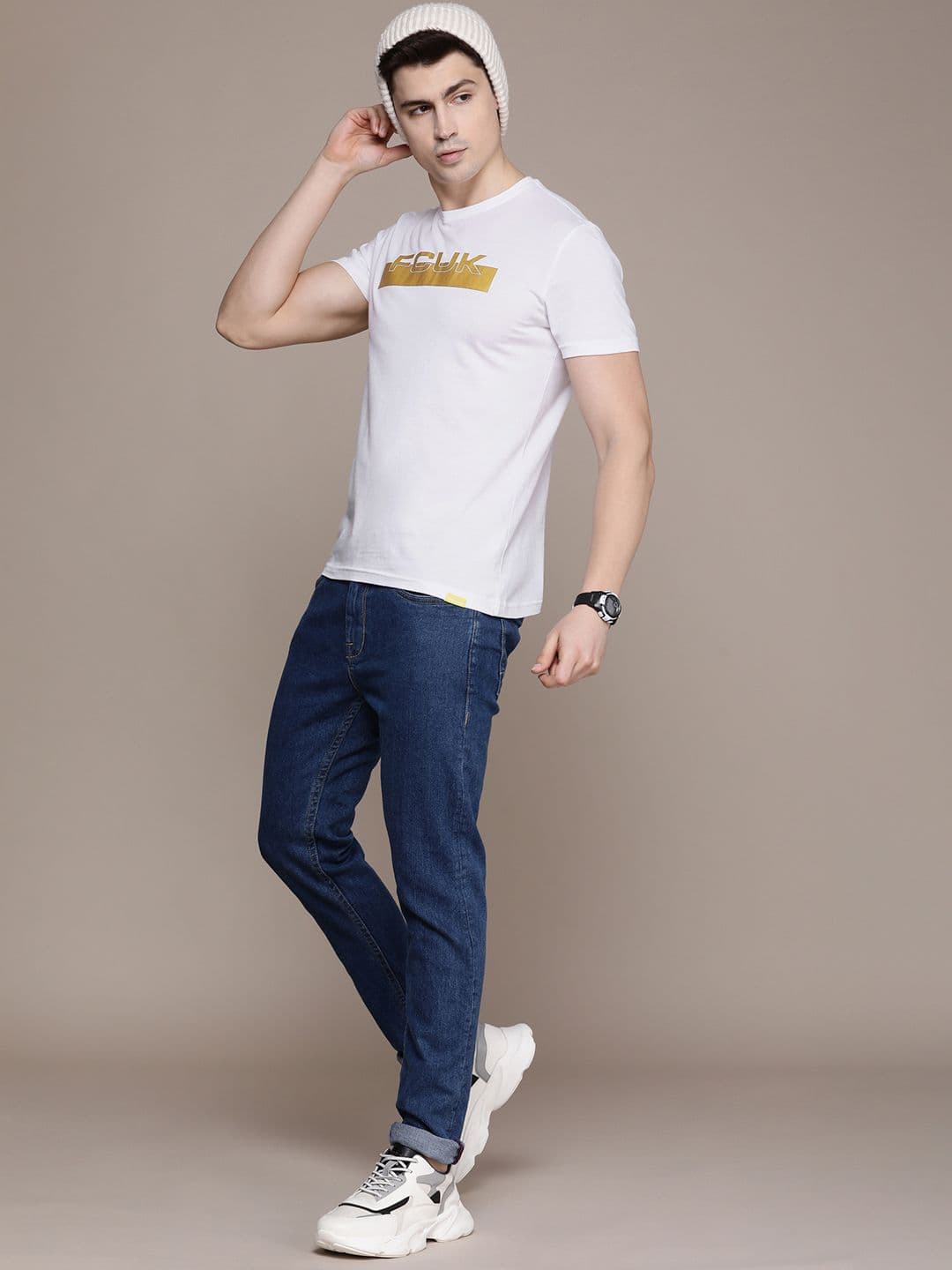 FCUK Brand Logo Printed Pure Cotton T-shirt - view 1