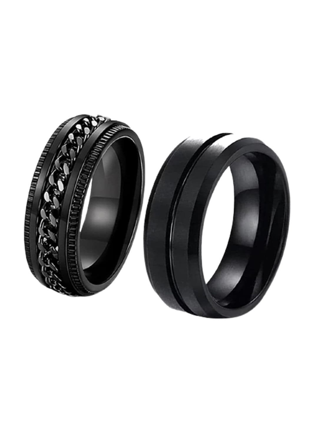 MEENAZ Unisex Set Of 2 Silver-Plated Finger Rings - view 1